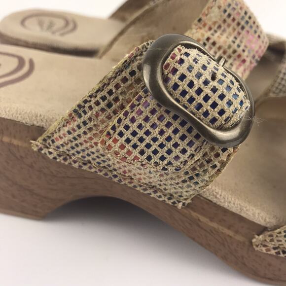 Dansko Sandals Sophie Stained Glass Sand Clogs Slides Leather Block Heel Size 37 - Picture 8 of 16